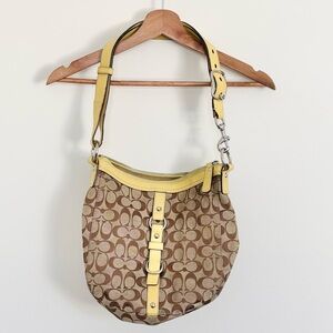 Vintage Coach Y2K Chelsea Signature Jacquard Crossbody Bag in Yellow